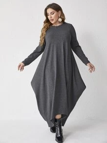 Mulvari Vestido unicolor bajo irregular - Gris Oscuro - Ver 6