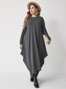 Mulvari Vestido unicolor bajo irregular - Gris Oscuro - Ver 7