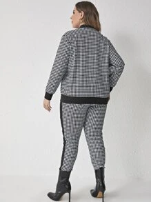 Mulvari Plus Houndstooth Print Bomber Jacket & Trousers - Black and White - View 2