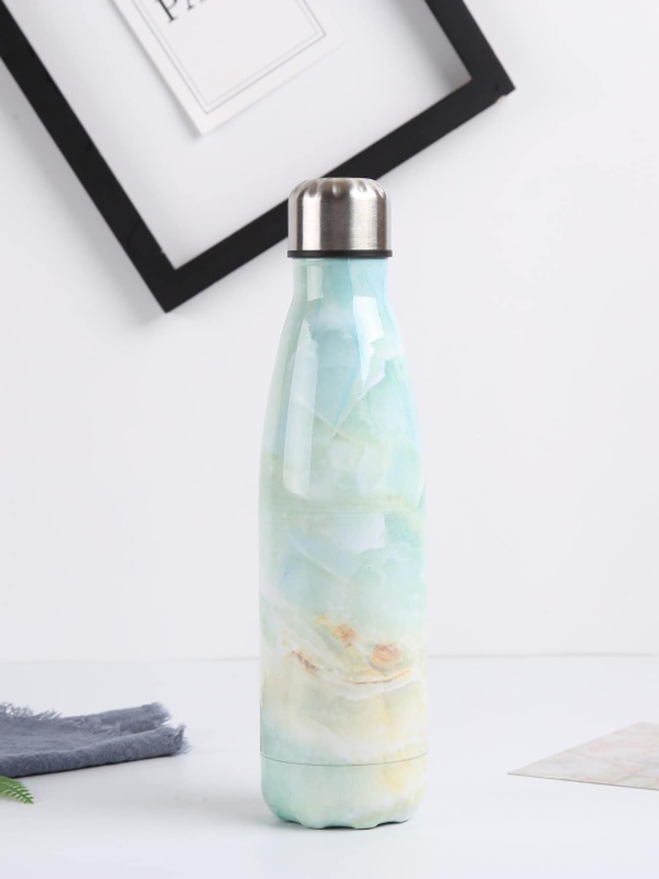 1pc Stainless Steel Insulated Bottle, Fashionable Graphic Vacuum Insulated Bottle For Home