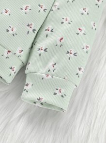 SHEIN 小女童碎花套頭衫和運動褲 - 薄荷綠 - 查看 7