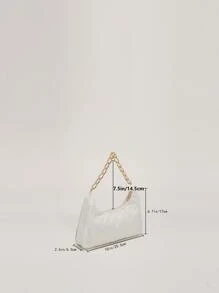 絎縫圖案鏈條法棍包 - 米色 - 查看 3