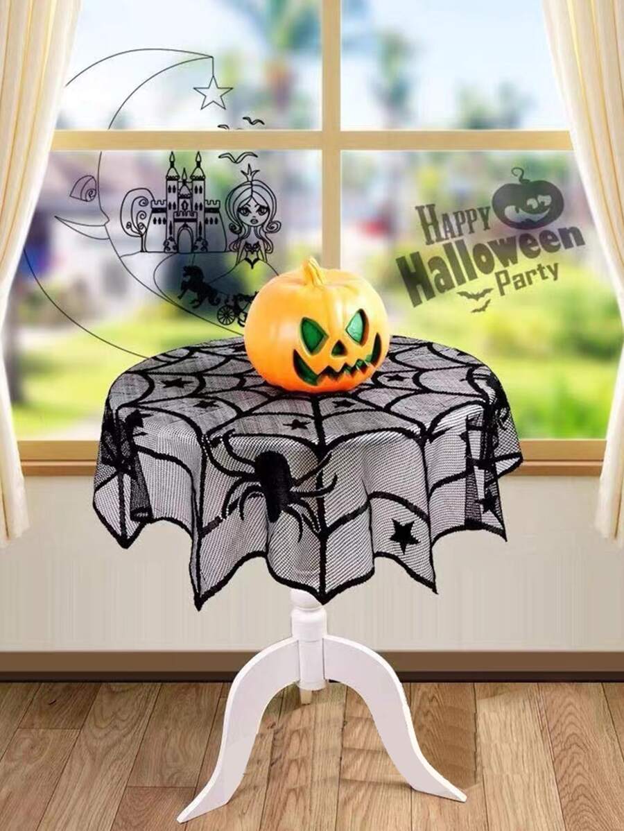 1 pieza Mantel Halloween telaraña - Negro - Ver 1