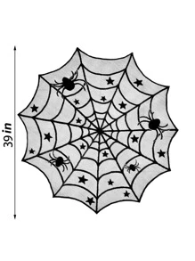 1 pieza Mantel Halloween telaraña - Negro - Ver 3