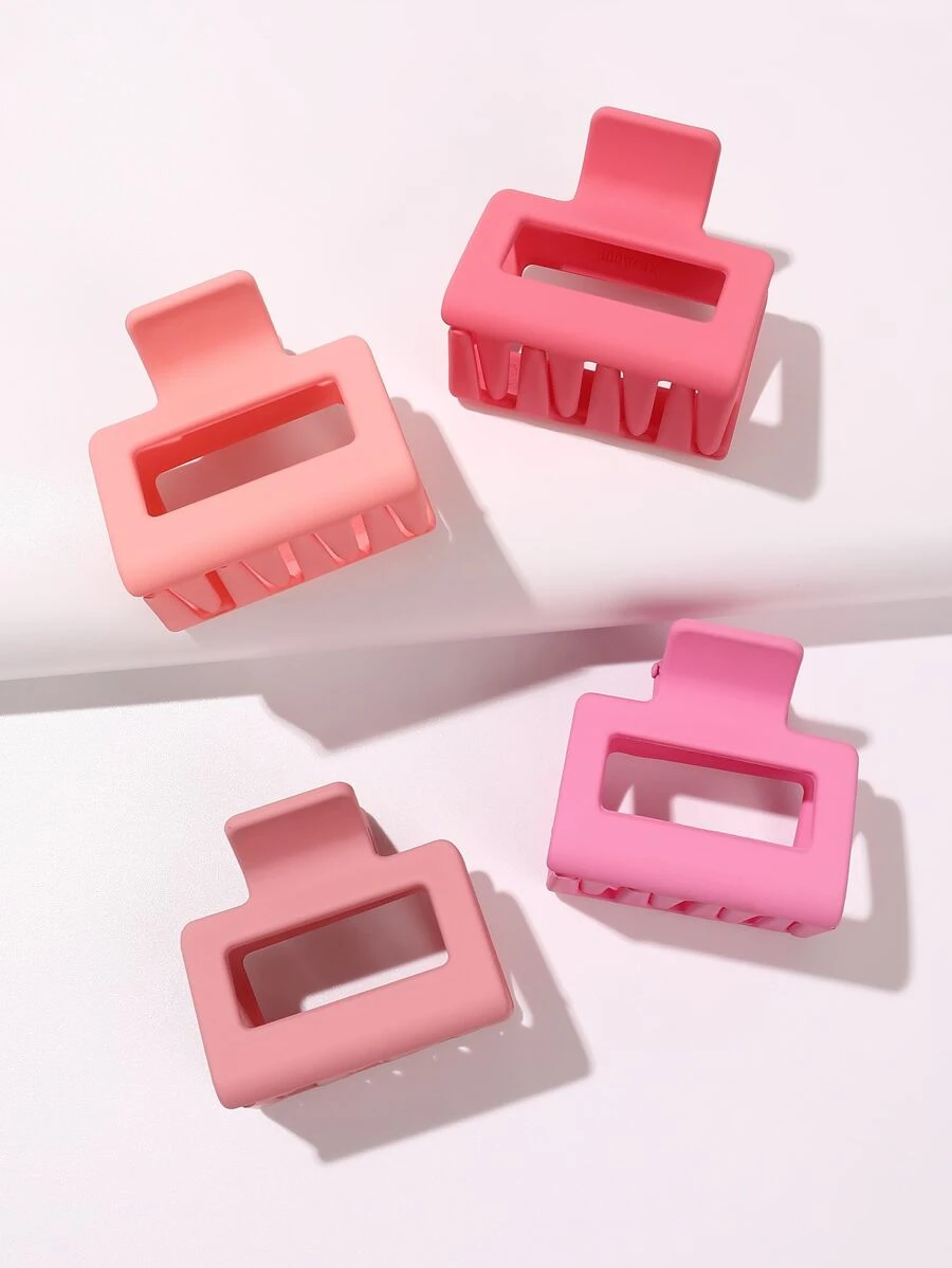4 chiếc kẹp tóc hình chữ nhật thiết kế đơn giản cho ngày lễ tình nhân - Hồng - Xem 1