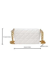 CONTAINEVERY Geometric Quilted Chain Flap Square Bag - White - View 3