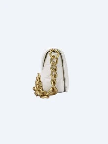 CONTAINEVERY Geometric Quilted Chain Flap Square Bag - White - View 4