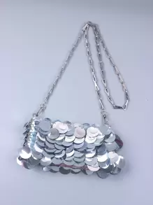 Bolso De Noche De Lentejuelas De Lujo Y Brillo, Bolsa De Cena Glamorosa, Elegante, Exquisita, Elegante, Con Decoración De Lentejuelas Cuadrada De Lujo Silencioso, Bolso De Novia Perfecto Para Bodas, Promociones Y Eventos De Fiesta, Rhinestone Para Fiesta De Chicas, Mujer, Novia, Perfecto Para Fiestas, Cenas/banquetes - Plateado - Ver 7