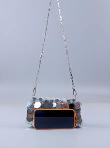 Bolso De Noche De Lentejuelas De Lujo Y Brillo, Bolsa De Cena Glamorosa, Elegante, Exquisita, Elegante, Con Decoración De Lentejuelas Cuadrada De Lujo Silencioso, Bolso De Novia Perfecto Para Bodas, Promociones Y Eventos De Fiesta, Rhinestone Para Fiesta De Chicas, Mujer, Novia, Perfecto Para Fiestas, Cenas/banquetes - Plateado - Ver 6