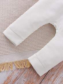 Baby Boy Bear Embroidery Overall Jumpsuit - White - View 3