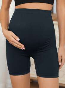 SHEIN Maternity Solid Cycling Shorts - Dark Grey - View 4