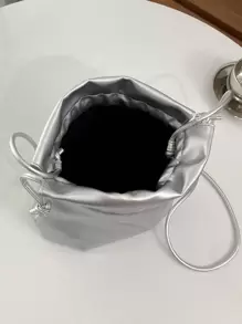 Lightweight,Business Casual Fashionable,Minimalist Metallic Drawstring Design Bucket Bag For Teen Girls Women College Students,Rookies & White-collar Workers Perfect for Office,Work ,Business,Commute,Outdoors, Travel, Outings