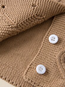 Bebé Cárdigan con botón delantero & Shorts tejidos - Marrón - Ver 4