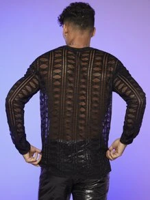 FeverCity Men Hollow Out Tee - Black - View 2