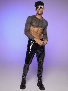 FeverCity Men Sheer Round Neck Tee - Black - View 3