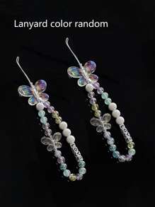 Butterfly Pattern Phone Case With Random Lanyard - Multicolor - View 6