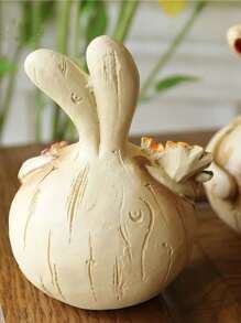 2pcs Cartoon Rabbit Decoration Craft, Cute Small Art Decoration, Polyresin Ornament For Home Decor - Multicolor - View 2