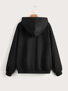 SHEIN EZwear Plus Size Bear Print Sweatshirt - Black - View 2