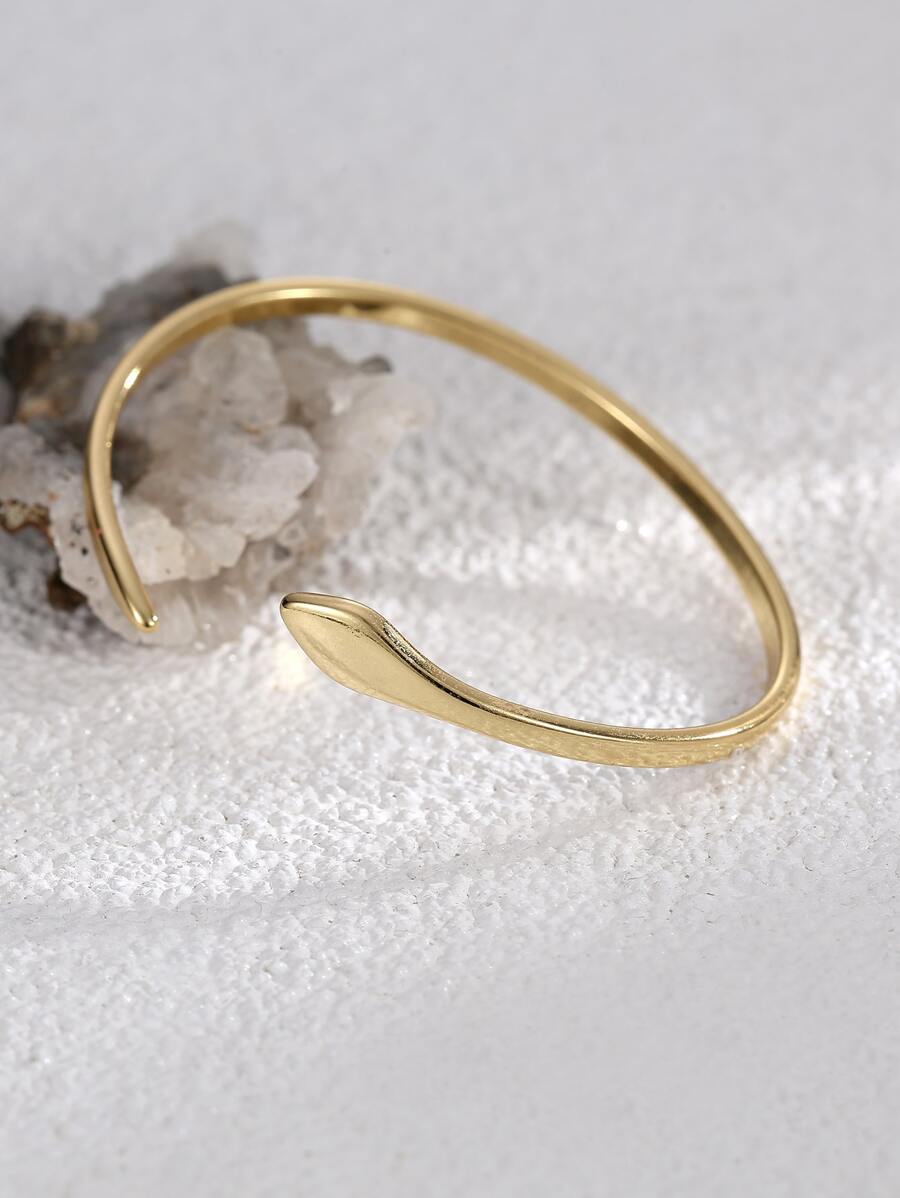 Charm-In 珠寶,蛇形光滑表面質量女士手鐲,1入組日常通勤 - 金黃色 - 查看 1