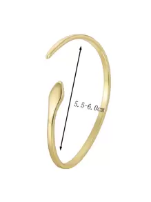 Charm-In 珠寶,蛇形光滑表面質量女士手鐲,1入組日常通勤 - 金黃色 - 查看 3