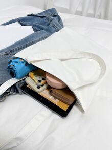 小單肩托特包學院卡通字母和黃油圖案輕便可折疊適用於購物和學校帆布購物袋可折疊包適用於學校工作旅行