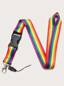1pc LGBT Rainbow Striped Print Phone Lanyard - Multicolor - View 1