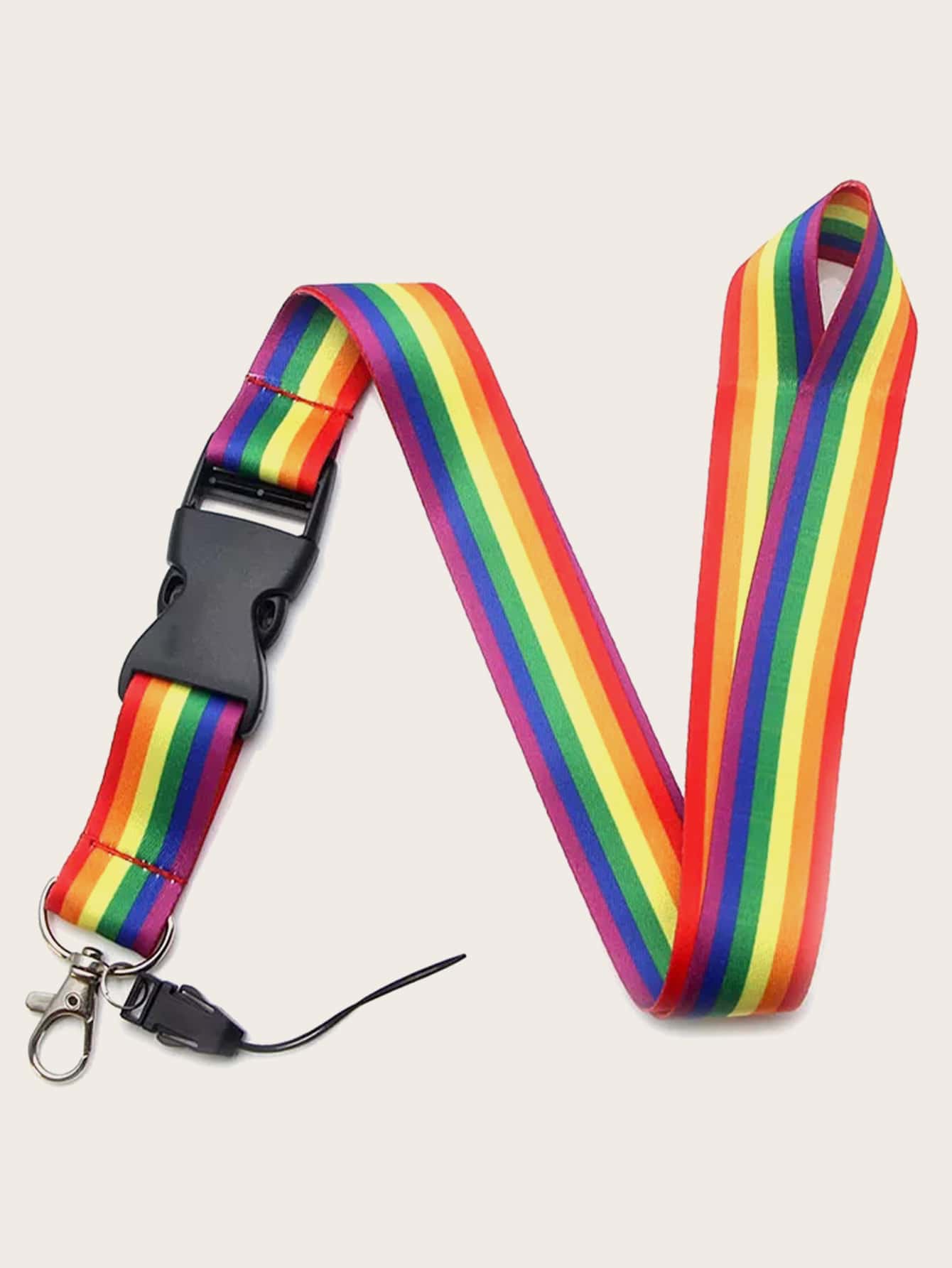 1pc LGBT Rainbow Striped Print Phone Lanyard - Multicolor - View 1