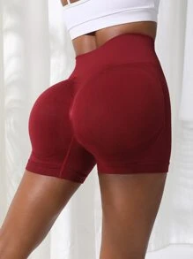 Seamluxe SHEIN Sport Solid Wideband Waist Sports Shorts For Chinese New YearWomen Sweat Short, Gym Short, Biker Short