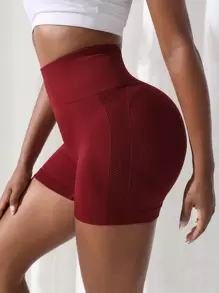 Seamluxe SHEIN Sport Solid Wideband Waist Sports Shorts For Chinese New YearWomen Sweat Short, Gym Short, Biker Short