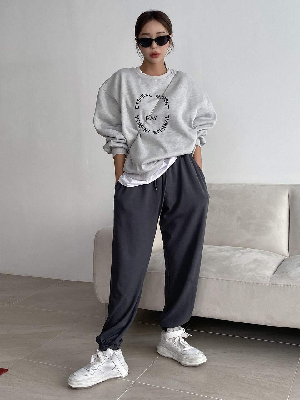 Slogan Embroidery Drop Shoulder Pullover,Long Sleeve Tops,Fall Women Clothes Sweatshirt
