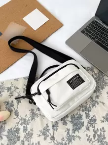 Quadratische Tasche mit Buchstabe Flicken Dekor