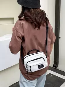 Quadratische Tasche mit Buchstabe Flicken Dekor