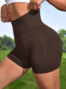 Easithlete 親膚寬腰運動短褲 - 巧克力棕 - 查看 1