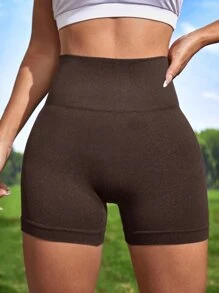 Easithlete 親膚寬腰運動短褲 - 巧克力棕 - 查看 3