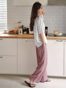 DAZY Letter & Gingham Print Lounge Set - Multicolor - View 4