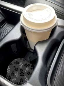 2入組花朵印花汽車杯墊 - 深灰色 - 查看 2