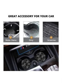 2入組花朵印花汽車杯墊 - 深灰色 - 查看 3