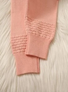 Baby Button Front Cardigan & Knit Trousers - Coral Pink - View 4