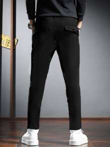 Manfinity Homme Men Zipper Fly Slant Pockets Suit Trousers - Black - View 2