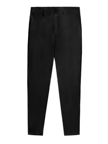 Manfinity Homme Men Zipper Fly Slant Pockets Suit Trousers - Black - View 4