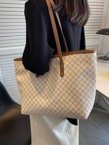 SHIMEINI 1个2026新款欧美时尚拼接手提包，大容量旅行包，购物袋，适合女性日常使用、工作通勤、学生返校、度假旅行、节日、约会、送礼 - 彩色 - 查看 3