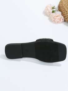 Nuevas sandalias planas con correa para mujer, hebilla de metal versátil y punta cuadrada, zapatos cómodos para la playa para el verano/otoño - Negro - Ver 7