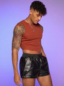 FeverCity Tops Nam màu trơn Giải trí - Màu Cam cháy - Xem 1