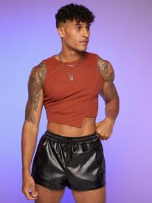 FeverCity Tops Nam màu trơn Giải trí - Màu Cam cháy - Xem 5
