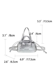 Nhẹ, thông thường dành cho doanh nhân, chi tiết chữ nhỏ bằng kim loại, túi đựng thiết kế dây rút dập nổi cá sấu dành cho nữ tuổi teen sinh viên đại học, tân binh và nhân viên cổ trắng Hoàn hảo cho văn phòng, đại học, công việc, kinh doanh, đi làm, ngoài trời, du lịch, đi chơi, sôi nổi, Punk & túi Dành cho trang phục dạo phố - Bạc - Xem 6