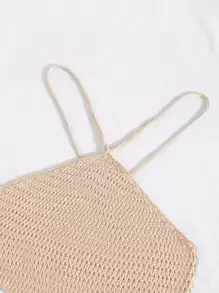 Breezaya Top de punto con tira cruzada con cordón trasero halter - Albaricoque - Ver 5