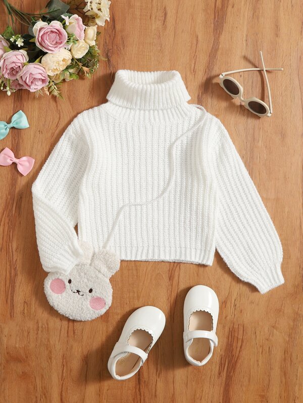 SHEIN Pulover solid cu gât pentru fetiță