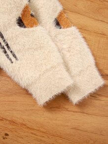 Baby Girl Cartoon Pattern Fluffy Knit Sweater - Apricot - View 4