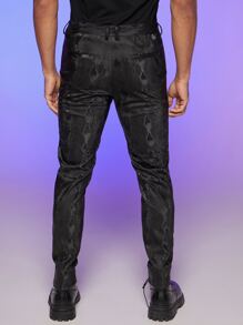 FeverCity 男士蛇紋斜口袋定制西褲 - 黑色 - 查看 2