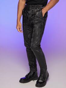 FeverCity 男士蛇紋斜口袋定制西褲 - 黑色 - 查看 5